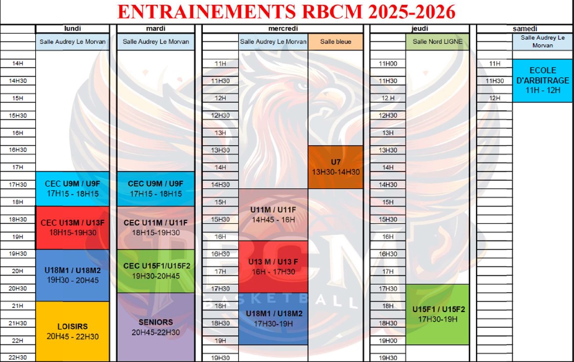 PLANNING ENTRAÎNEMENTS