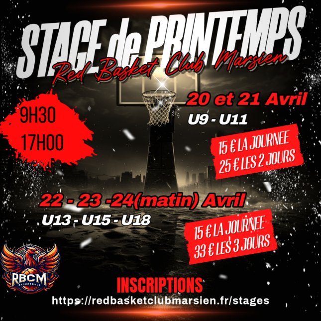 Stage de printemps U13 U15 U18